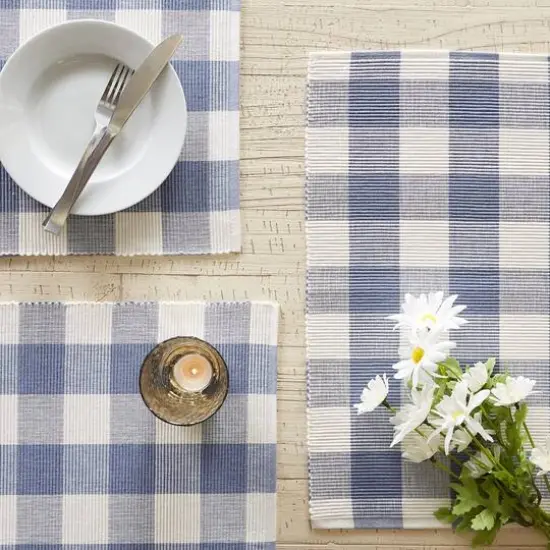 DII&reg; Buffalo Check Ribbed Placemat, 6ct. Stonewash Blue/White {4}