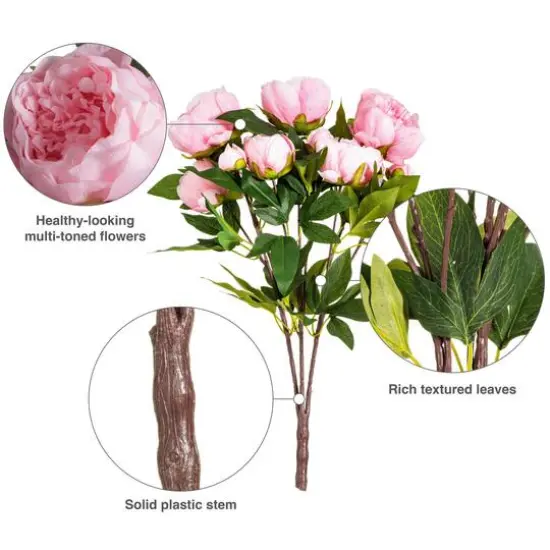 23" Artificial Brush Pink Peony Spray with 6 Flowers {6}