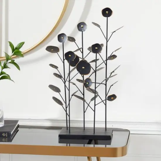 21" Black Metal Contemporary Nature Sculpture {8}