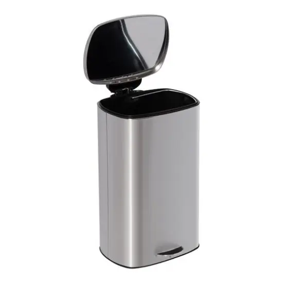 40L Rectangular Stainless Steel Step Trash Can With Lid {1}