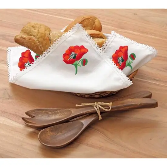 Leisure Arts&reg; Poppy Bread Basket Cloth Cover Stamped Embroidery Kit {3}