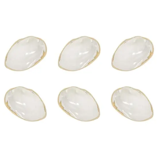 Hello Honey&reg; 13" White Stoneware Shell Plates with Reactive Glaze, 6ct. {1}