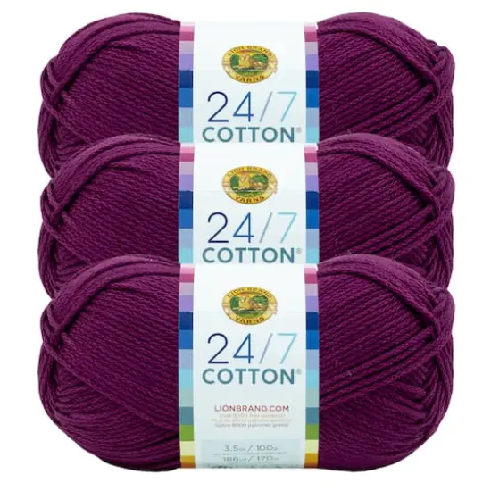 3 Pack Lion Brand&reg; 24/7 Cotton&reg; Yarn Beets {1}