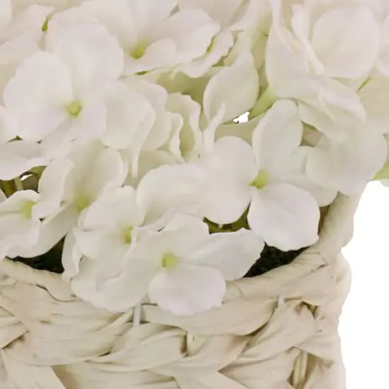 10" Hydrangea Bouquet in Natural Basket White {5}