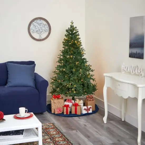 6ft. Pre-Lit Vermont Fir Artificial Christmas Tree with Clear LED Lights {9}