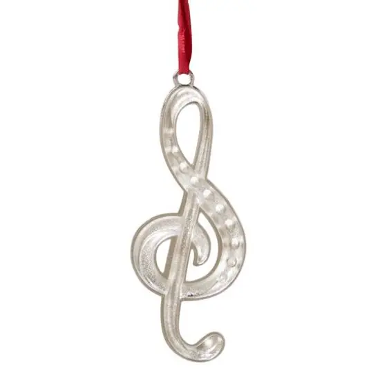 Silver Plated Clef Music Note Crystal Embellished Metal Ornament {5}