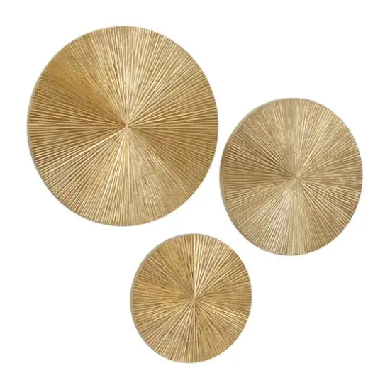 CosmoLiving by Cosmopolitan Set of 3 Gold MDF Contemporary Wall Decor, 24" x 24" {3}