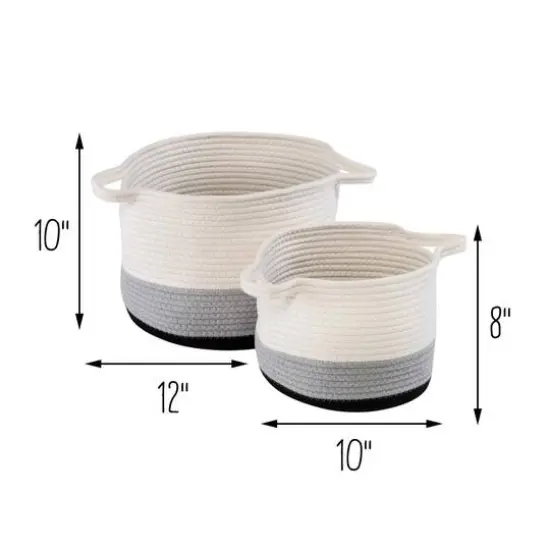 Honey Can Do Black & White Ombré Nesting Cotton Rope Storage Basket Set {11}