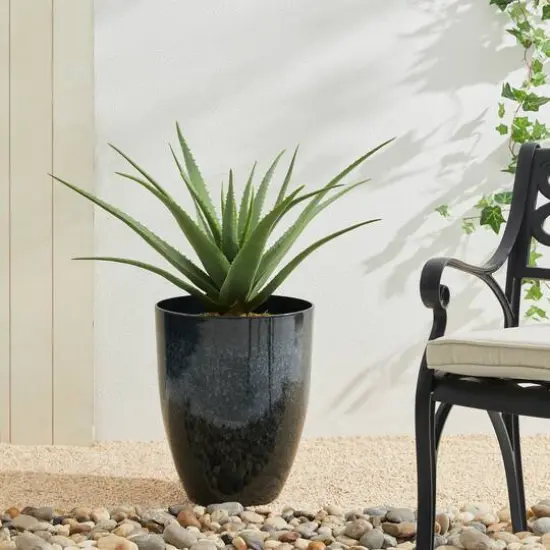 Glitzhome® 17" Eco-Friendly Oversized Faux Ceramic Tall Bowl Planters, 2ct. Black {6}