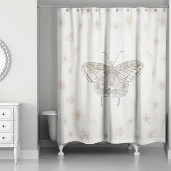 Butterfly & Floral Shower Curtain {3}