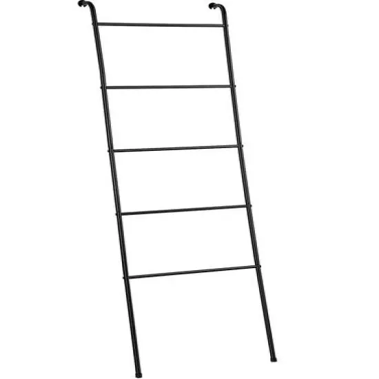 NEX&trade; 5ft. Black Metal Wall-Leaning Blanket Ladder Rack {1}