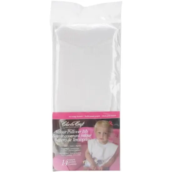 Charles Craft White Velour Toddler Pullover Bib {1}