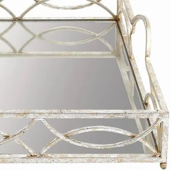 25'' Silver Metal Glam Tray {5}