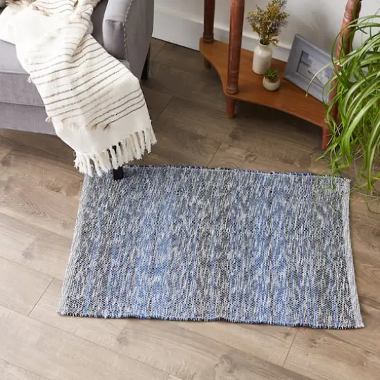 DII&reg; Variegated Stripe Handwoven Recycled Yarn Rug, 2ft. x 3ft. Nautical Blue {6}