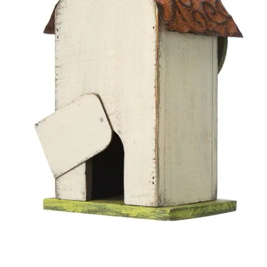 Glitzhome&reg; 9.75" White Distressed Bird & Tree Birdhouse {7}