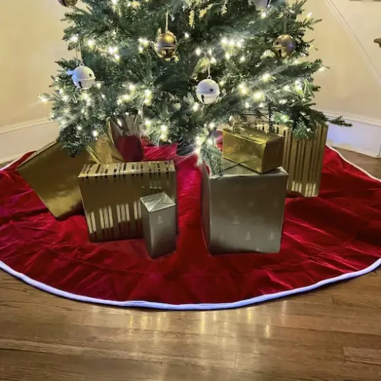 Haute Decor Santa's Surprise&trade; 80" Red & White Christmas Hideaway Tree Skirt {3}