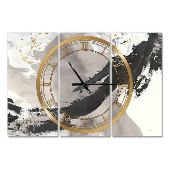 Designart Glam Painted Arcs III Modern 3 Panel Wall Clock {1}