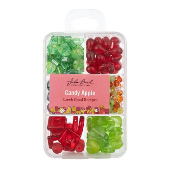 John Bead Czech Glass Recipe Box Beading Kit Candy Apple {1}
