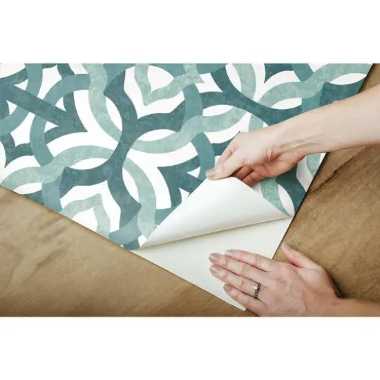 RoomMates Tipton Peel & Stick Wallpaper Teal and White {9}