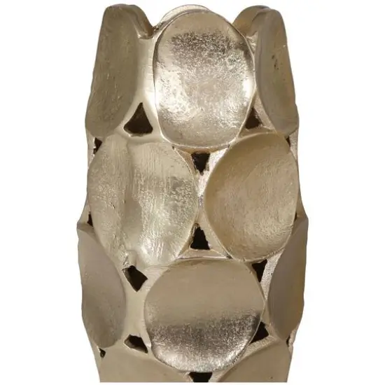 Gold Aluminum Geometric Open Framed Vase with Circular Plates Set {6}