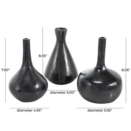 CosmoLiving by Cosmopolitan Contemporary Aluminum Vase Set Black {5}