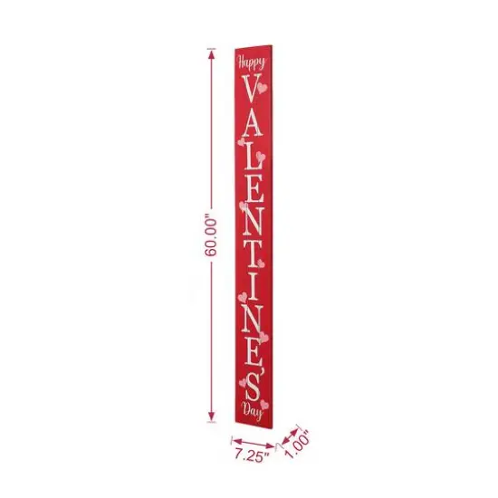Glitzhome&reg; 5ft. Wooden Happy Valentine's Day Porch Sign {9}
