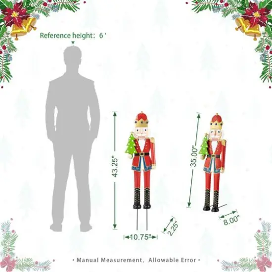 Glitzhome&reg; 43.25" Metal Christmas Nutcracker Yard Stake/D&eacute;cor Accent {9}