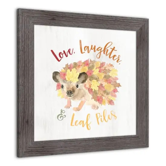 Leaf Piles Hedgehog Fall Print in Western Gray Frame {3}