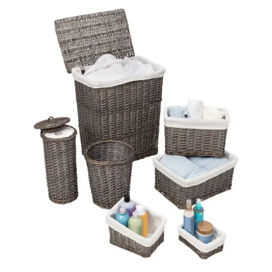 Honey Can Do 7-Piece Split Willow Woven Bathroom Storage Basket Set {4}