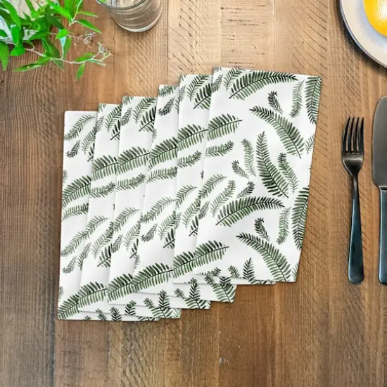 Green Fern Pattern 10" x 10" Cotton Twill Napkin {4}