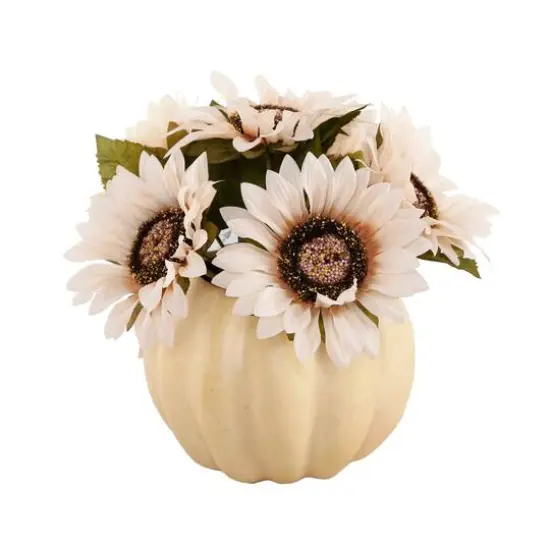 Flora Bunda&reg; 10" Cream Sunflowers in Pumpkin D&eacute;cor {1}