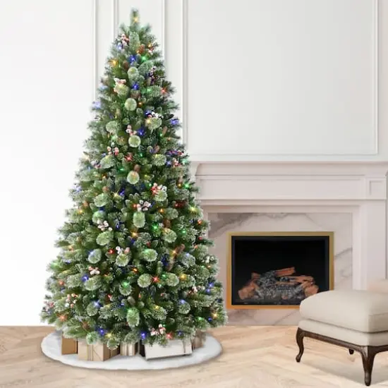 9ft. Pre-Lit Snowy Norway Spruce Artificial Adorned Christmas Tree, Dual-Color LED Lights {3}