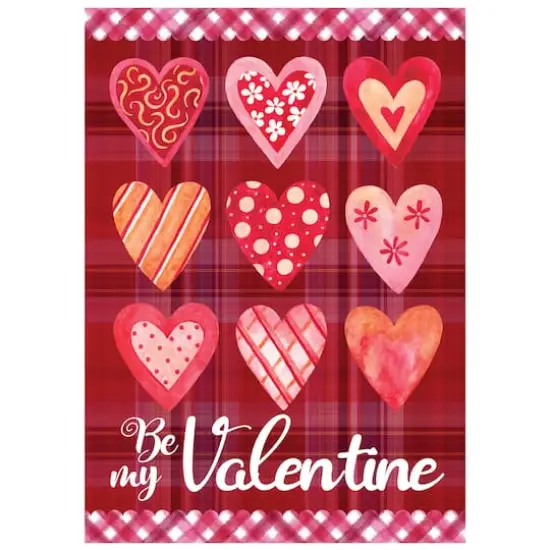 Be My Valentine Large Plaid & Heart Outdoor House Flag {3}