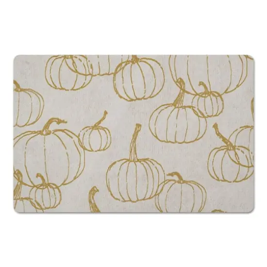 Mustard Yellow Multi Pumpkin Pattern Floor Mat {1}