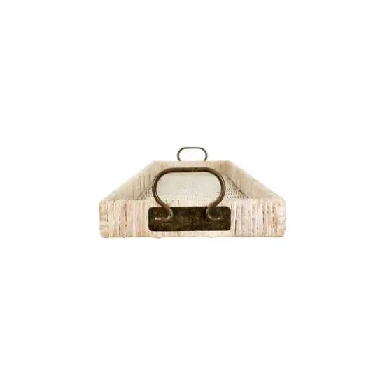 Hello Honey® 3ft. Decorative Rattan Tray with Metal Handles Whitewashed {4}
