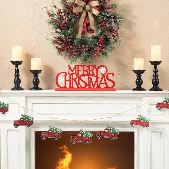 Glitzhome&reg; 18" Red Metal Merry Christmas Table D&eacute;cor {4}