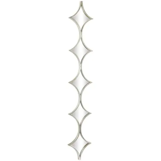 Silver Metal Slim Stacked Chain 5 Layer Wall Mirror with Half Moon Pattern 8" x 1" x 59" {3}