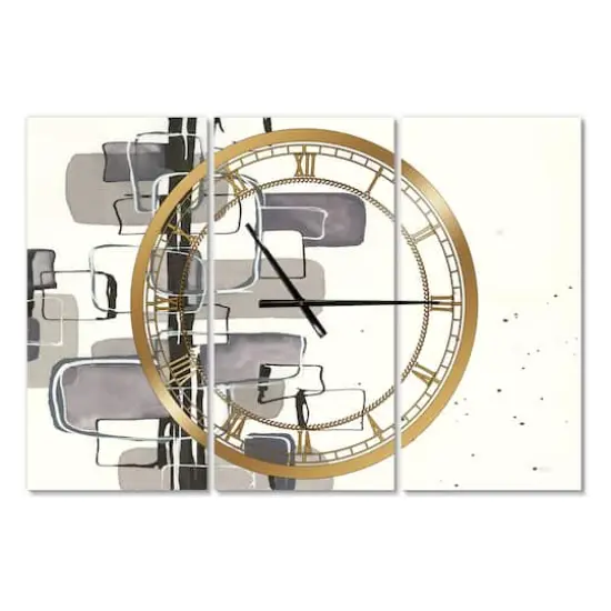 Designart Glam Dancing Shape IV Modern 3 Panel Wall Clock {1}