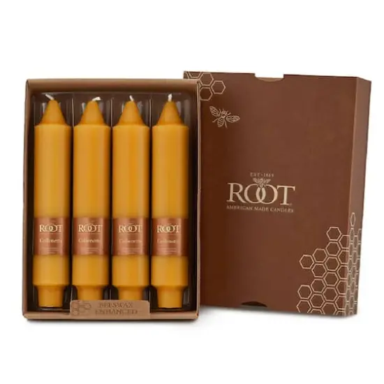 Root Candles 7" Unscented Smooth Collenette Taper Candles, 4ct. Butterscotch {1}