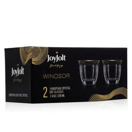 JoyJolt&reg; 7.4oz. Gold Rimmed Windsor Double Old Fashioned Tumblers, 2ct. {8}