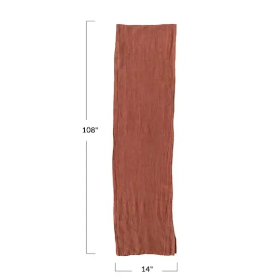 Hello Honey&reg; 108" Stonewashed Linen Table Runner Rust {5}