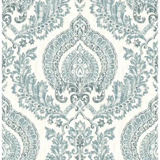NuWallpaper Kensington Damask Blue Peel & Stick Wallpaper {1}