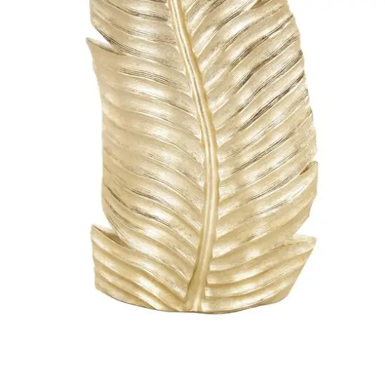17.5" Gold Metallic Curved Leaf Polystone Vase {6}