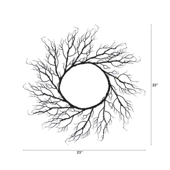 23" Pre-Lit Halloween Black Wreath {4}