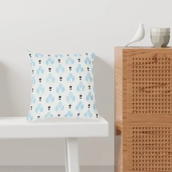 Hello Honey&reg; White & Blue Floral Print Pillow Cover {4}