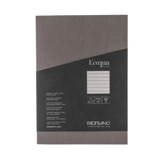 Fabriano&reg; EcoQua Plus A4 Lined Glue-Bound Notebook Gray {6}