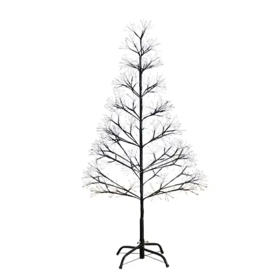 4ft. Pre-Lit Artificial Halloween Black Starburst Tree with 800 Fairy Warm White LED Lights {4}