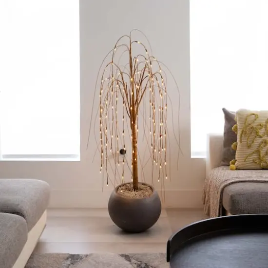 6ft. Pre-Lit Willow Artificial Christmas Tree, Warm White LED Lights {9}