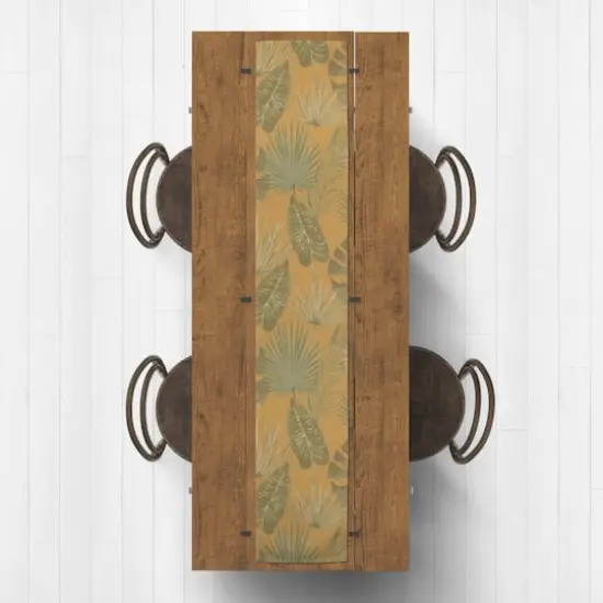 72" Tropical Palm Cotton Twill Runner Yellow {3}