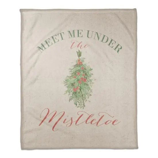Meet Under Mistletoe 50x60 Coral Fleece Blanket {1}